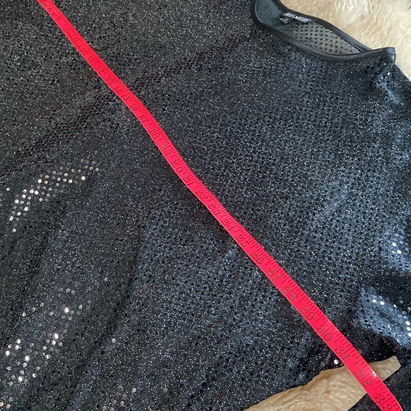 Oversized black bling see thru long sleeve top xl - Picture 7 of 8